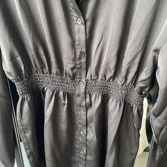 Black silk button up Mini Dress - Picture 2 of 4